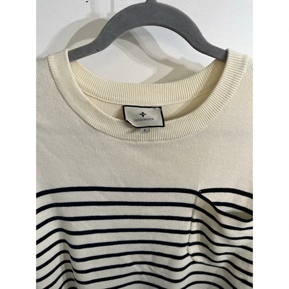 Tuckernuck‎ Navy Size Large Knit Striped Frenchie Dress Mini Short Sleeve - Picture 2 of 3